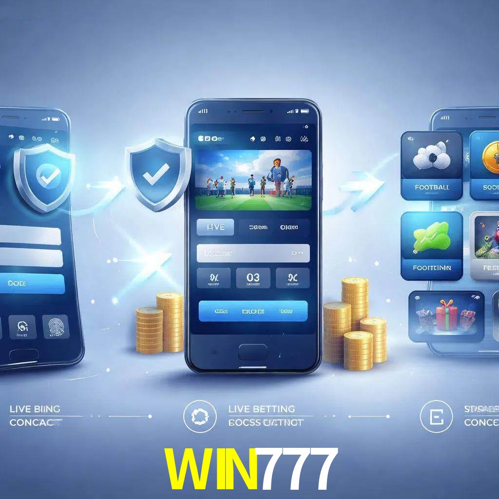 Pasos de acceso a la app WIN777 en pantalla de teléfono móvil